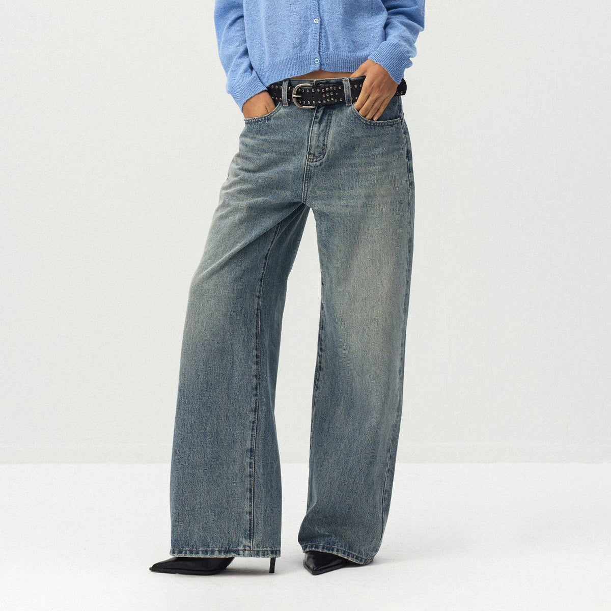CUBIC Jeans a gamba larga testurizzati: Blue