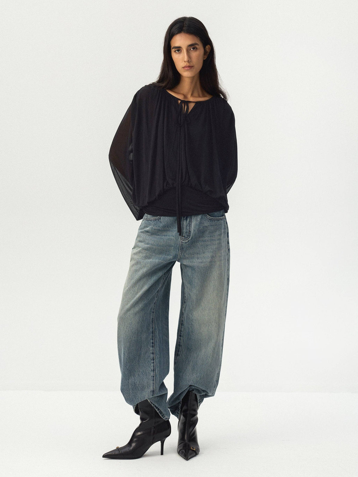 CUBIC Jeans a gamba larga testurizzati: Blue