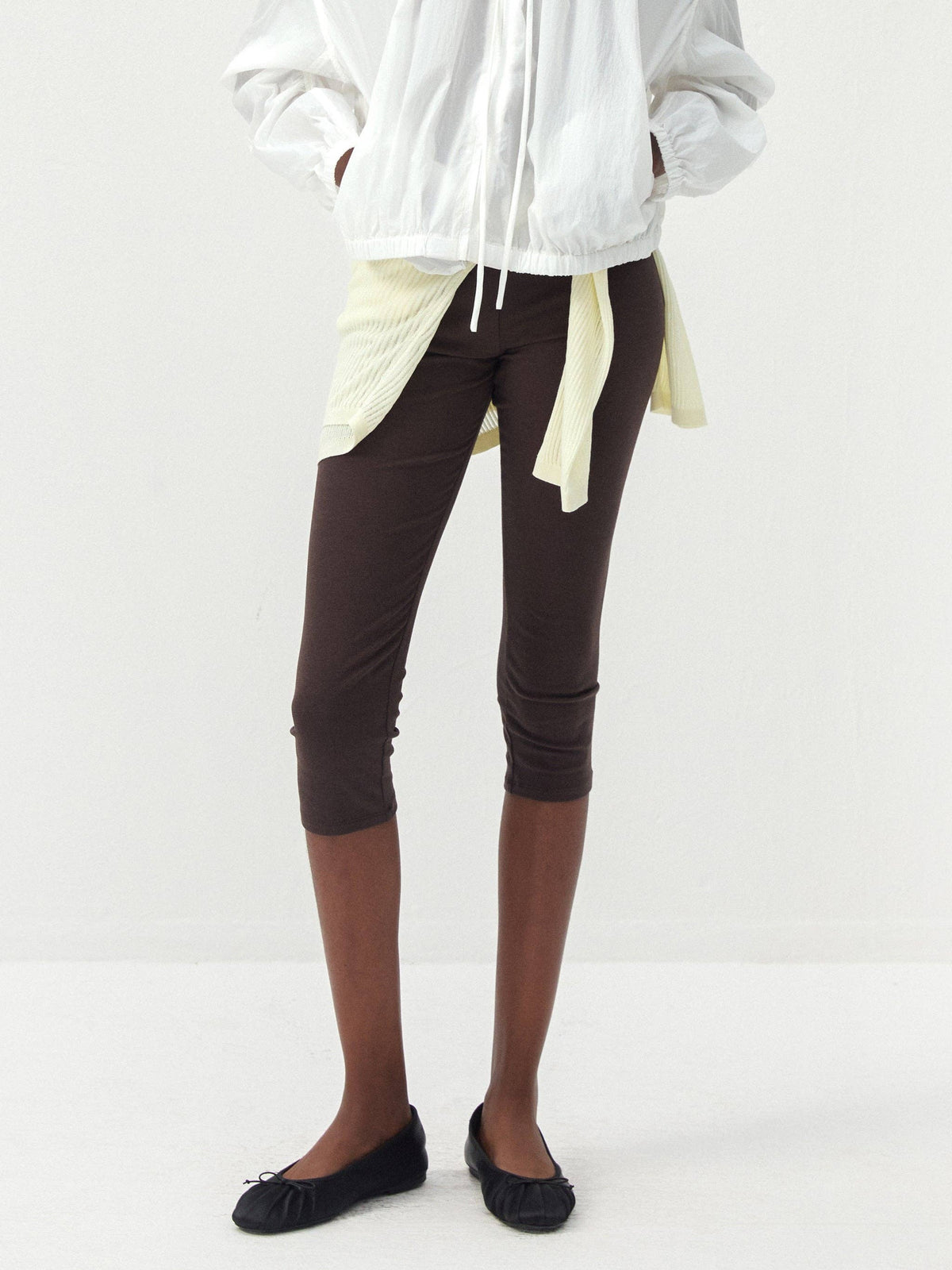 Leggings capri CUBIC con vita ripiegabile: Brown