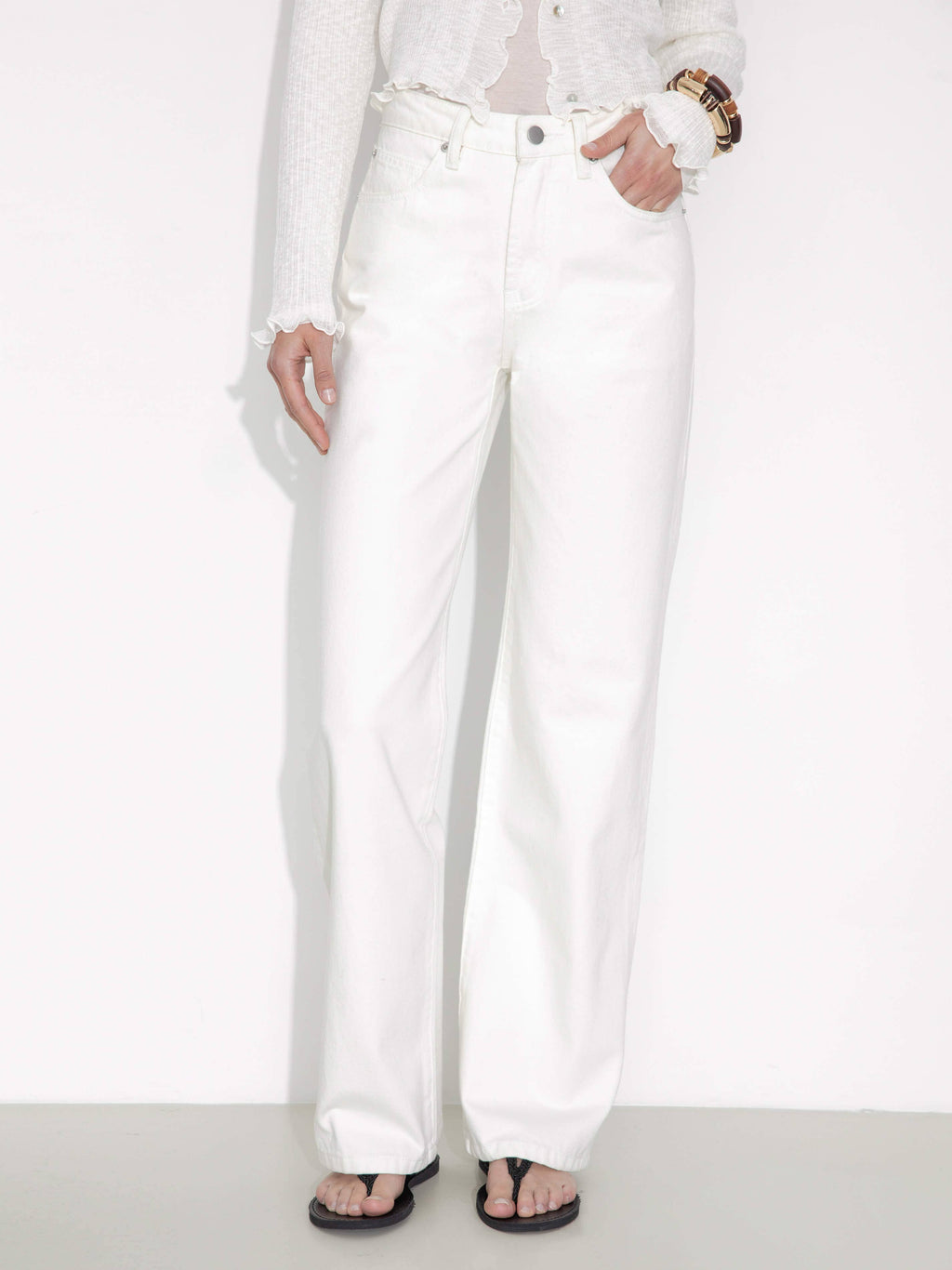 Jeans vintage a gamba dritta: Bianco