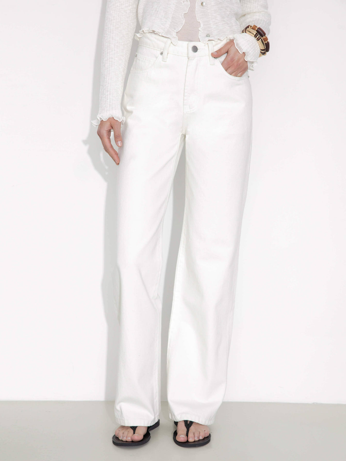 Jeans vintage a gamba dritta: Bianco