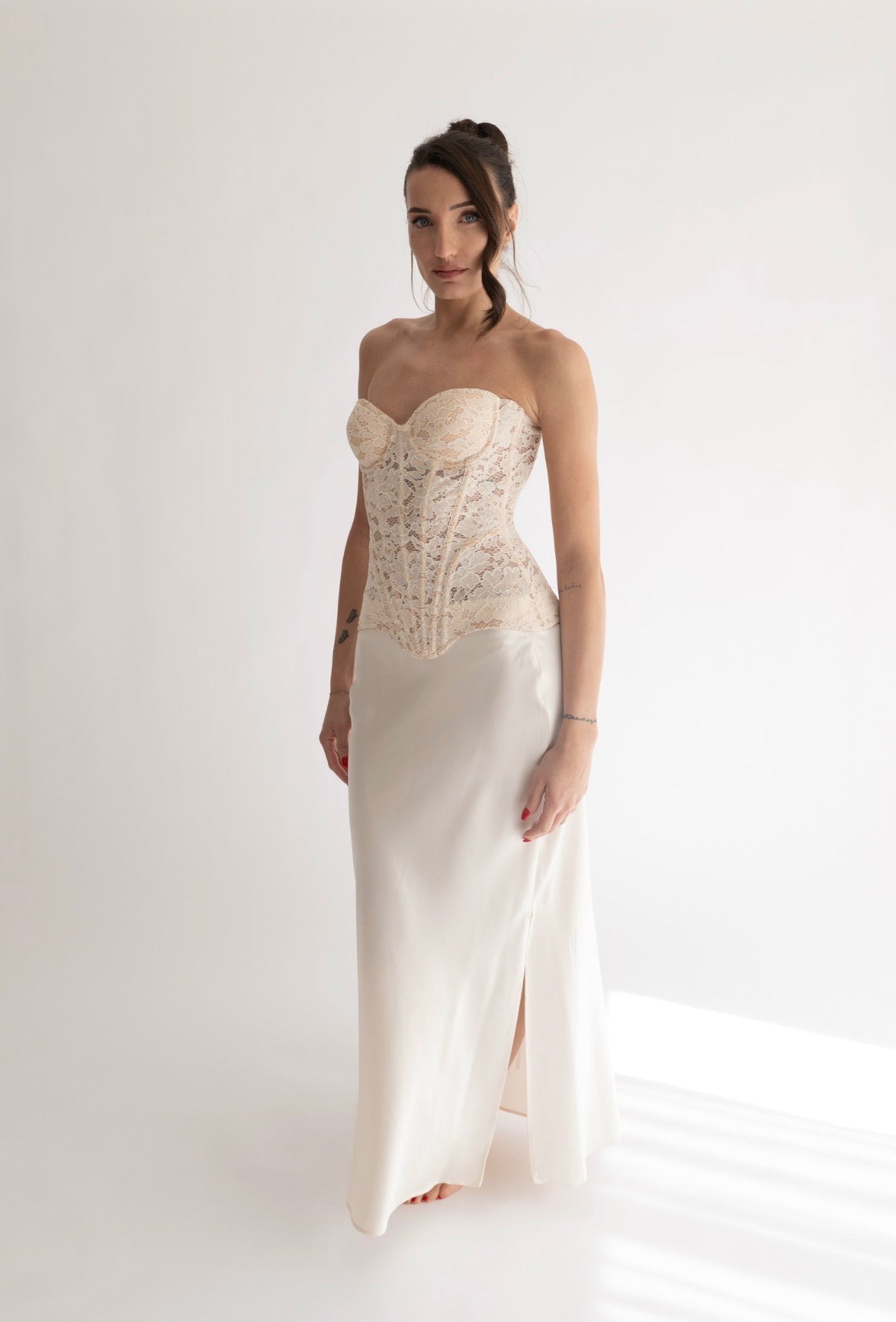 Lace Bustier Corset | Cream Pearl