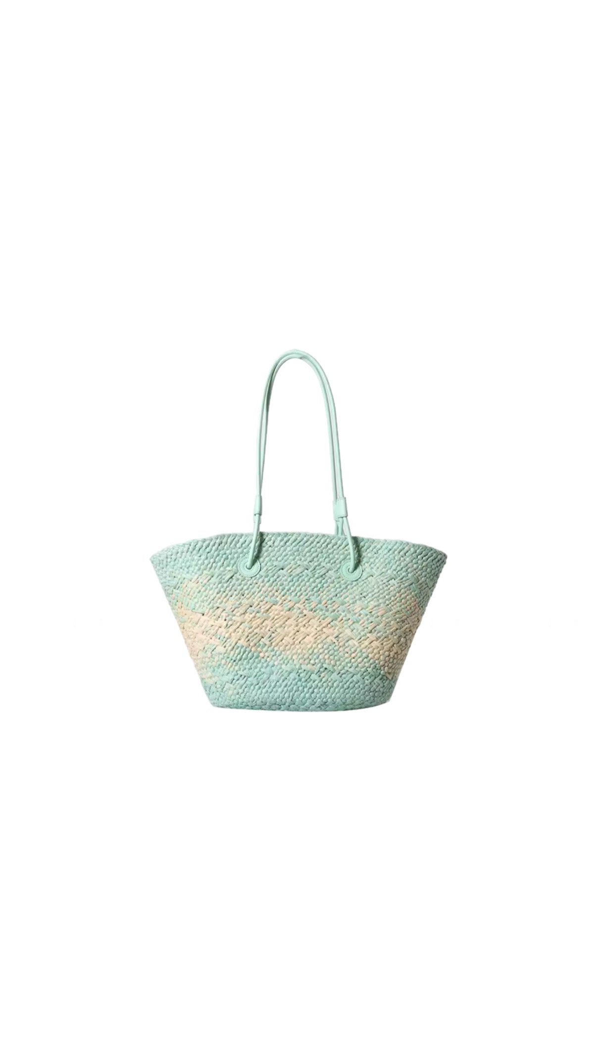 Raffia beach bag with leather handles