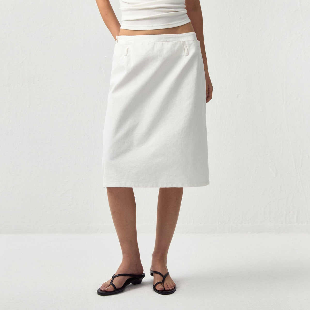 Gonna midi dritta a doppia vita by CUBIC: White