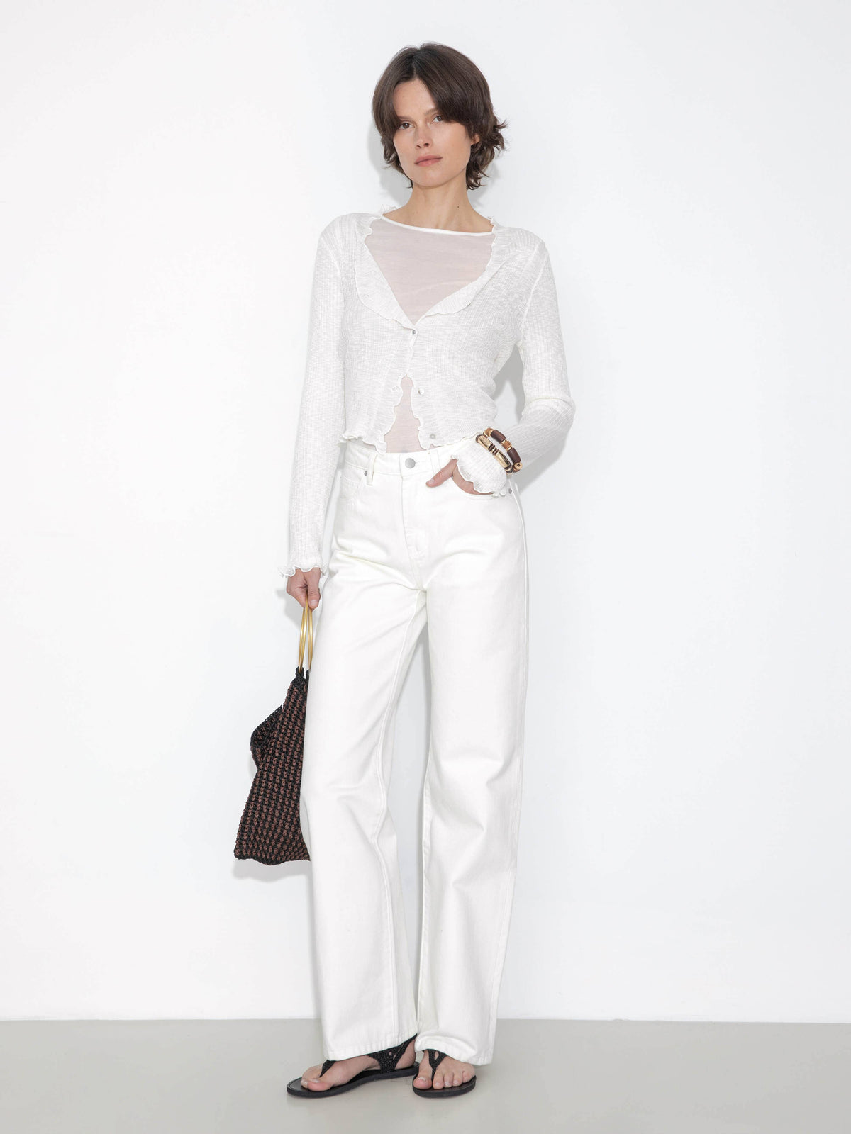 Jeans vintage a gamba dritta: Bianco