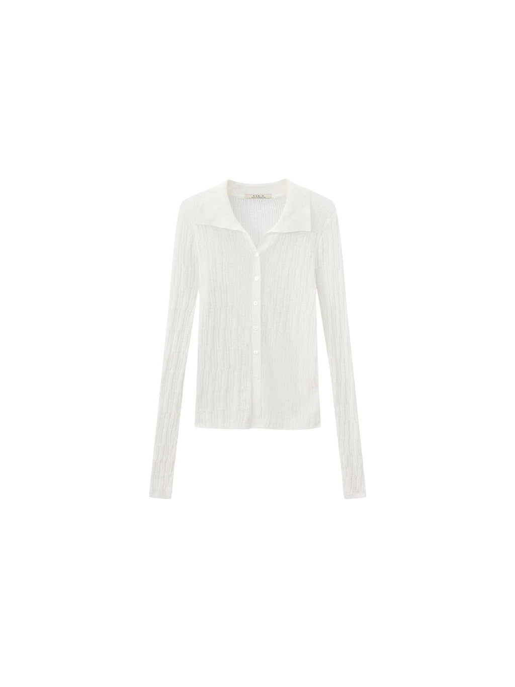 Camicetta a maglia in lino CUBIC con collo e maniche lunghe
