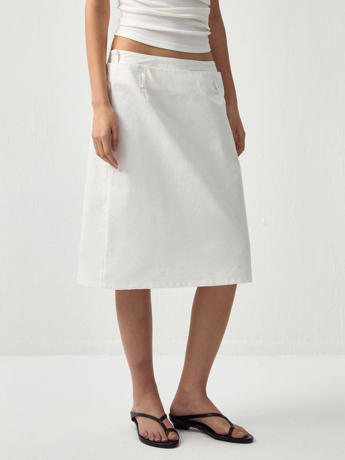Gonna midi dritta a doppia vita by CUBIC: White