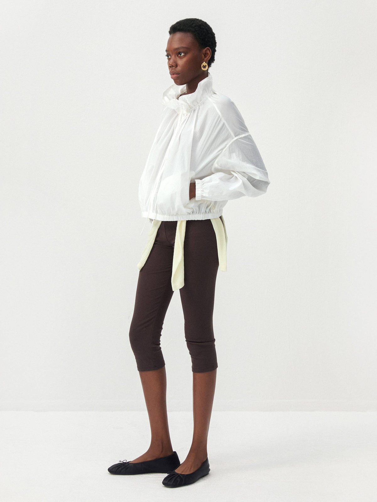 Leggings capri CUBIC con vita ripiegabile: Brown