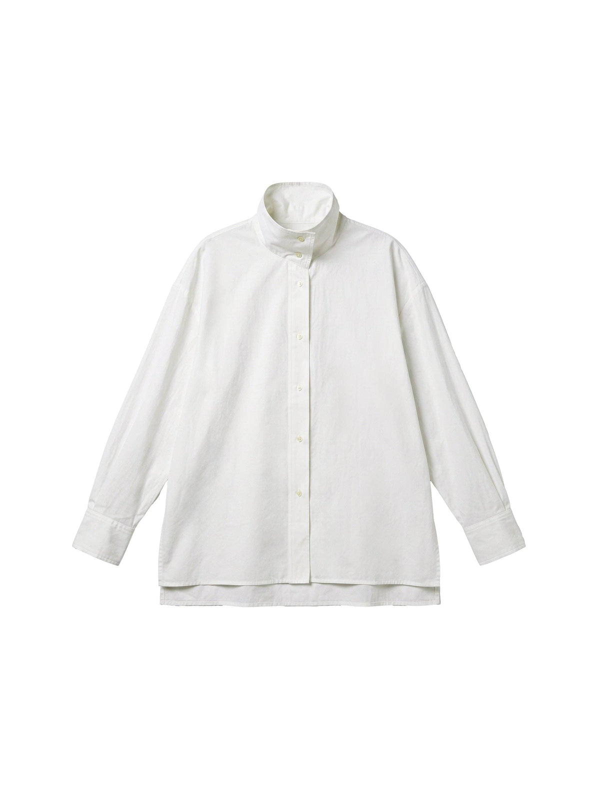 CUBIC Camicia in 100% cotone con collo alla coreana: Bianco