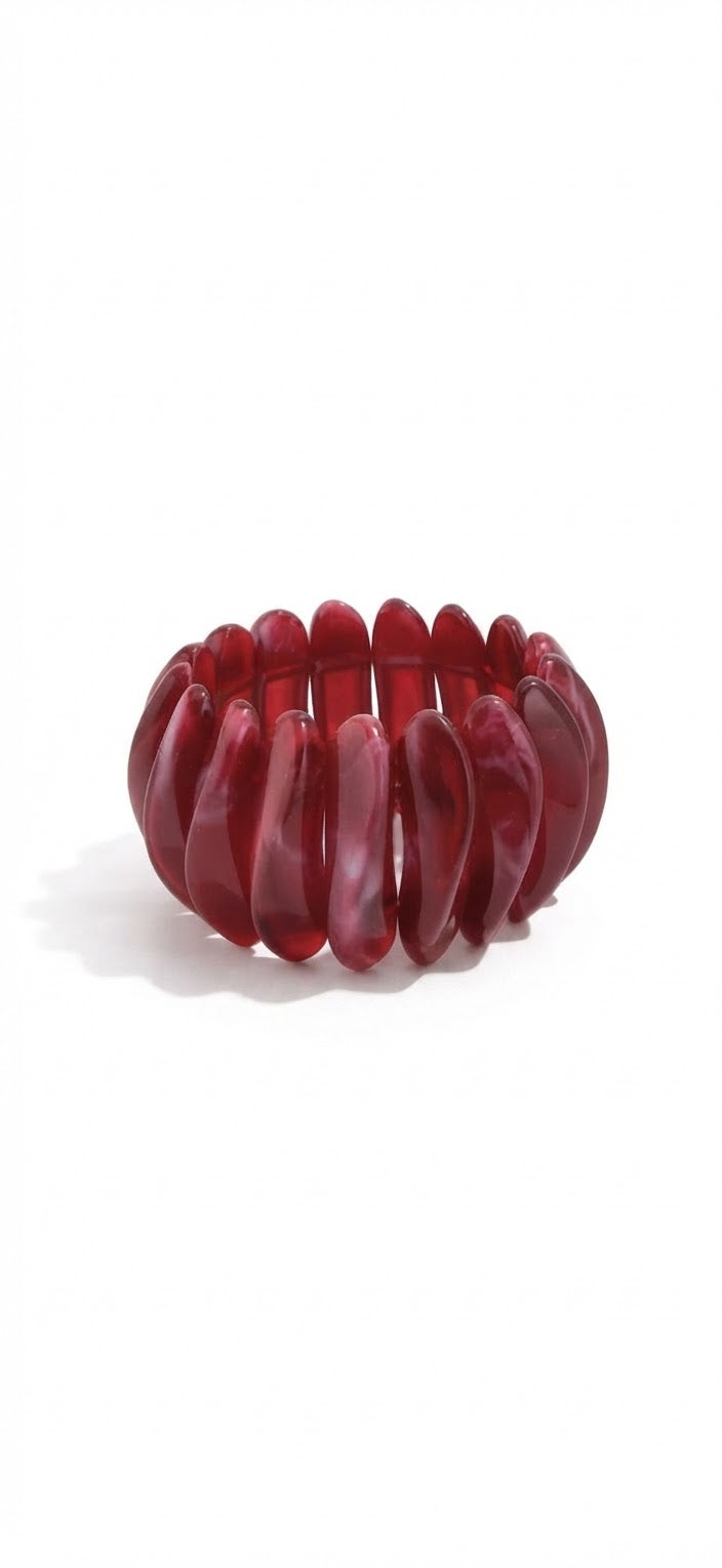Bracciale Rigido Statement "Rubino" in Resina Effetto Pietra