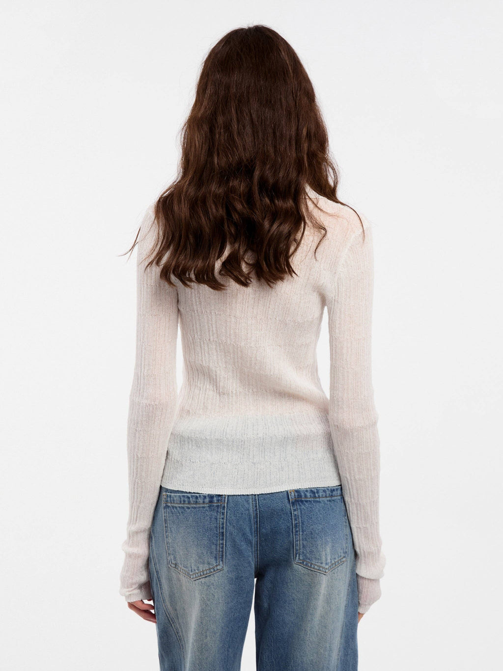 Camicetta a maglia in lino CUBIC con collo e maniche lunghe