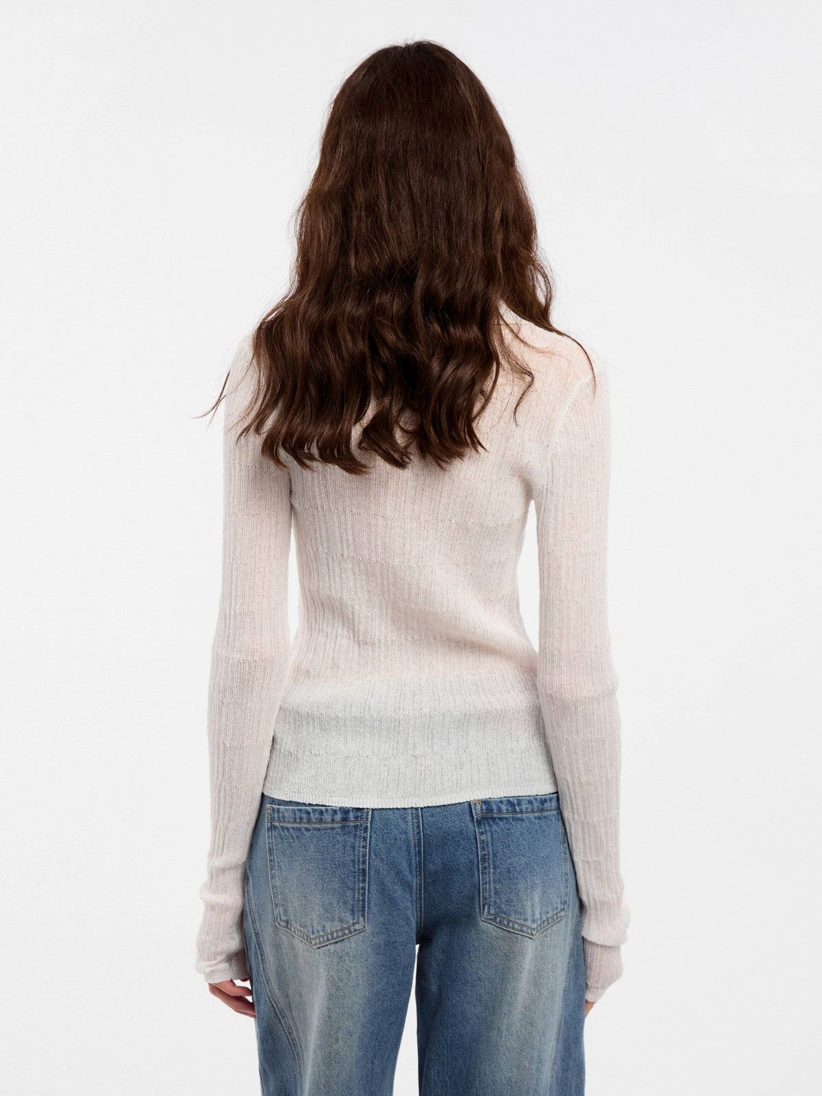 Camicetta a maglia in lino CUBIC con collo e maniche lunghe