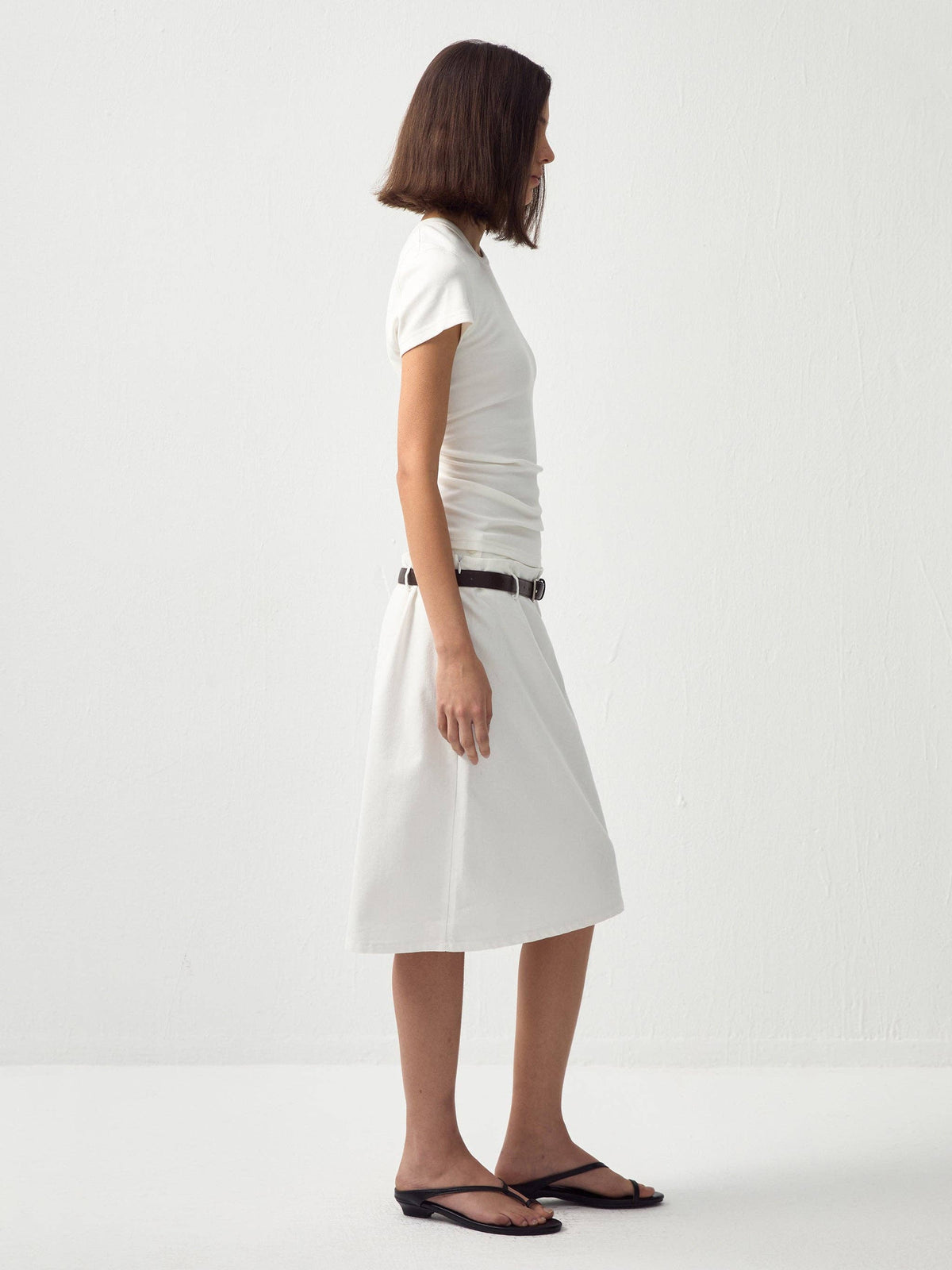 Gonna midi dritta a doppia vita by CUBIC: White