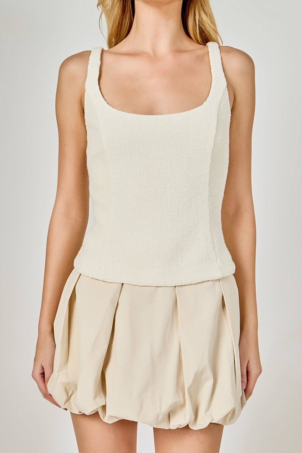Top in Tweed Scollatura Quadrata | Avorio