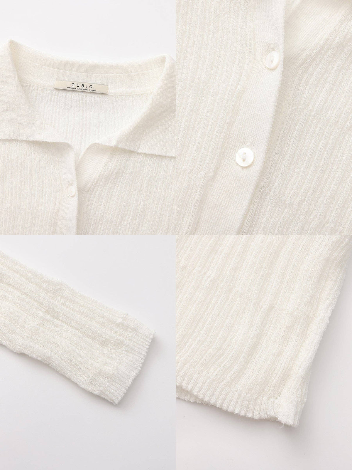 Camicetta a maglia in lino CUBIC con collo e maniche lunghe