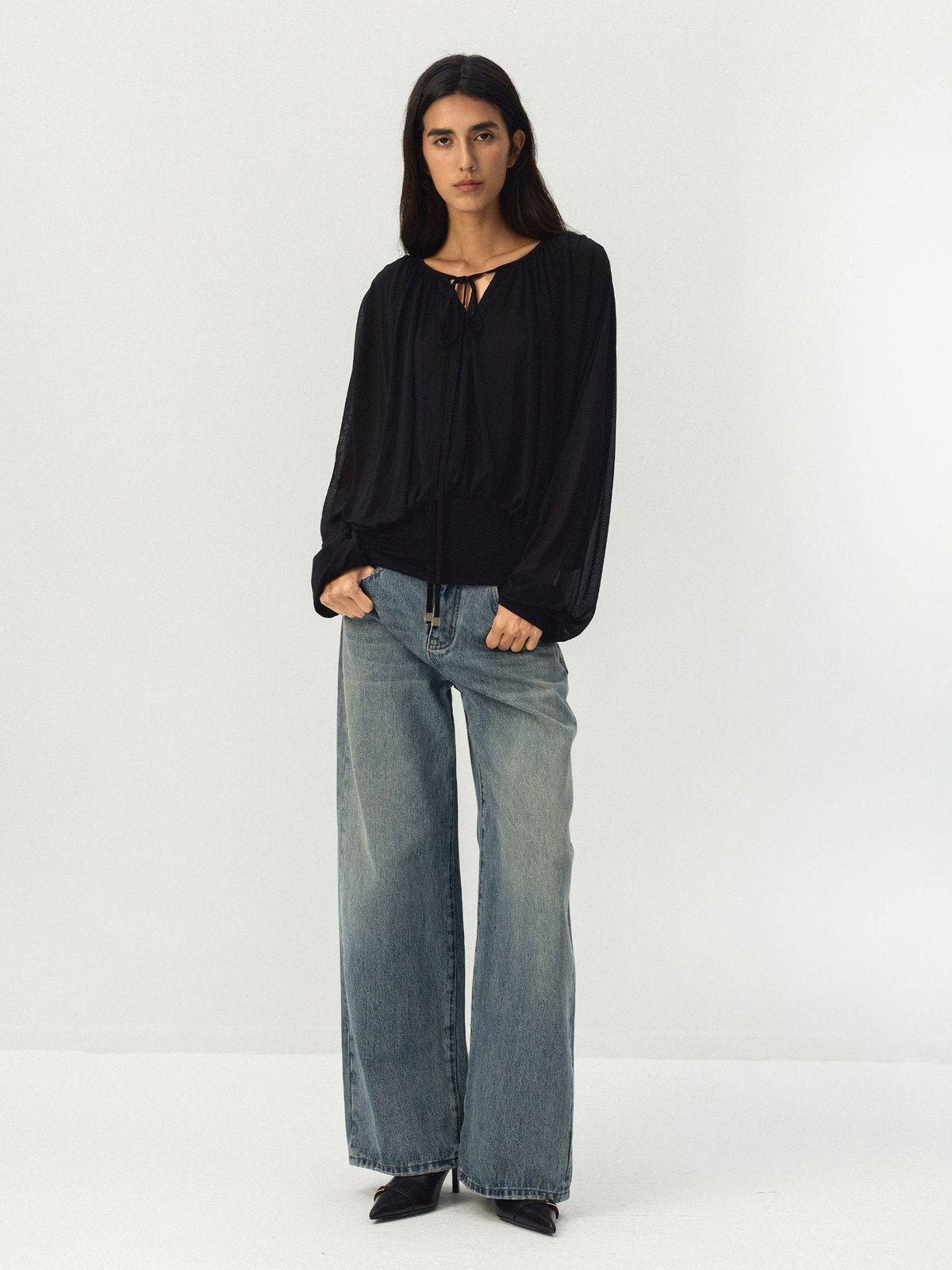 CUBIC Jeans a gamba larga testurizzati: Blue