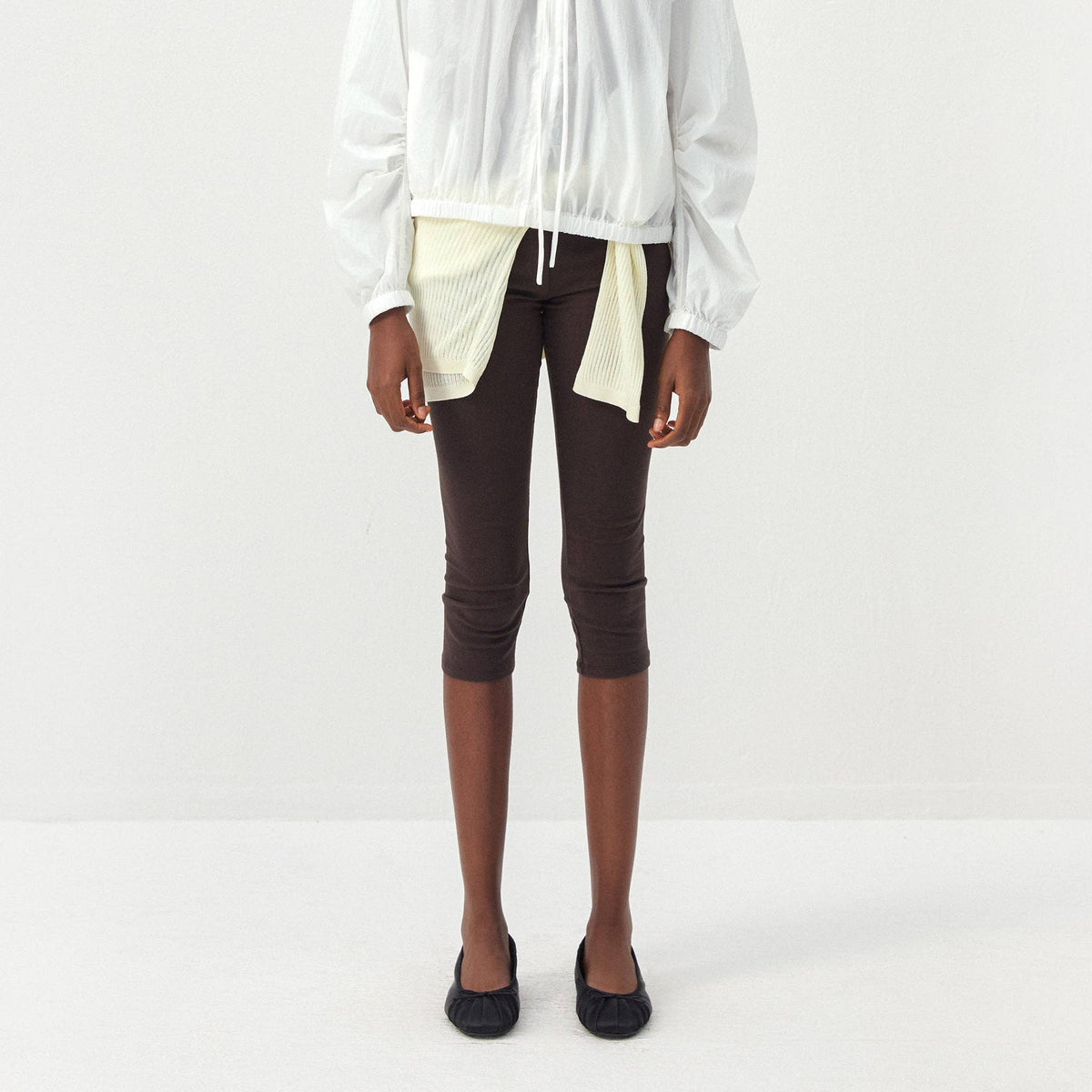 Leggings capri CUBIC con vita ripiegabile: Brown