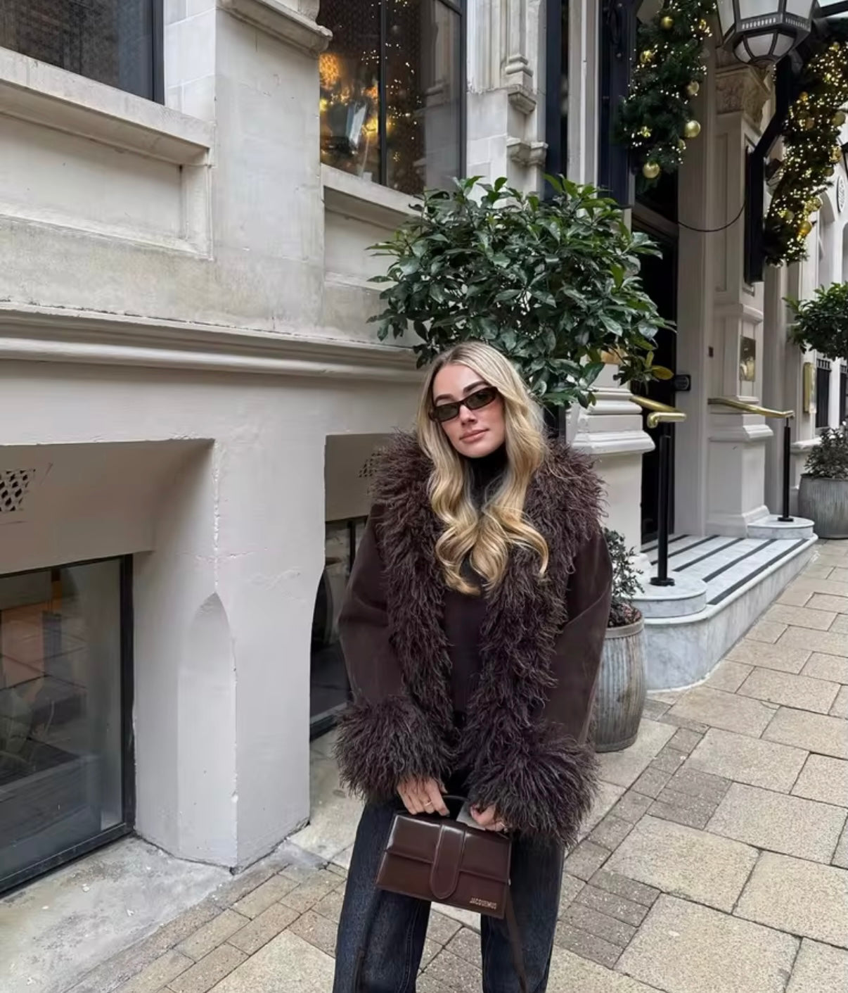 Giacca autunnale con pelliccia dark brown