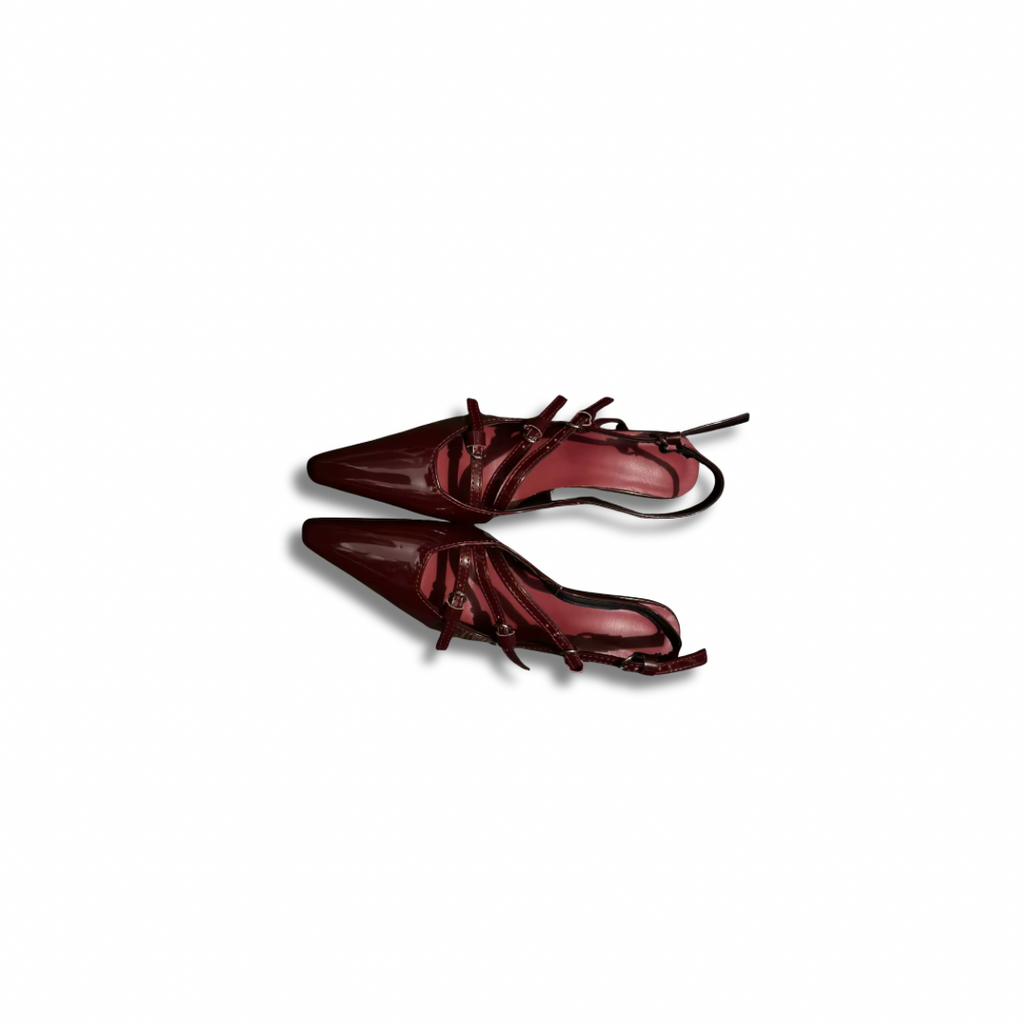 Burgundy Patent Leather Slingback Pumps