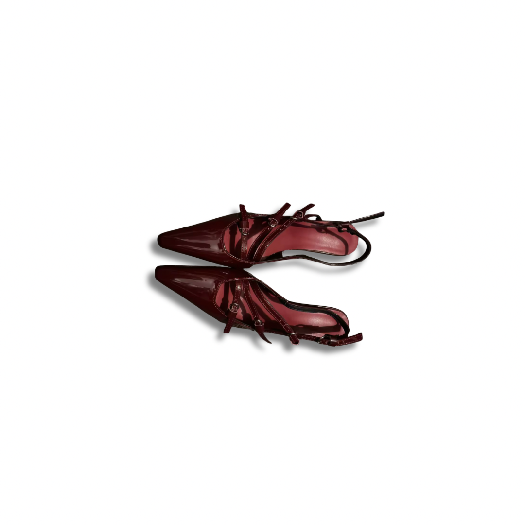 Décolleté Slingback Vernice Bordeaux