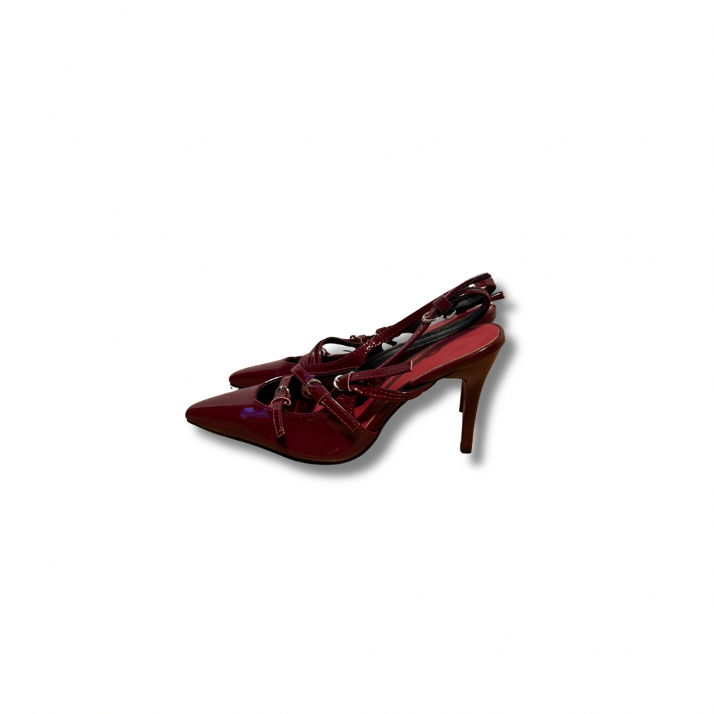 Burgundy Patent Leather Slingback Pumps