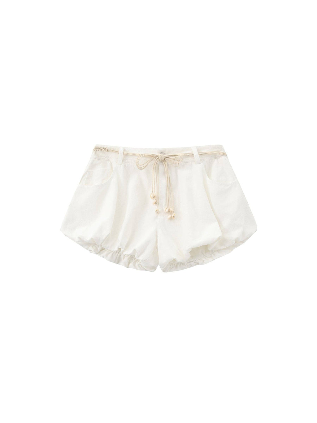 CUBIC Pantaloncini a palloncino in cotone con volant: Bianco