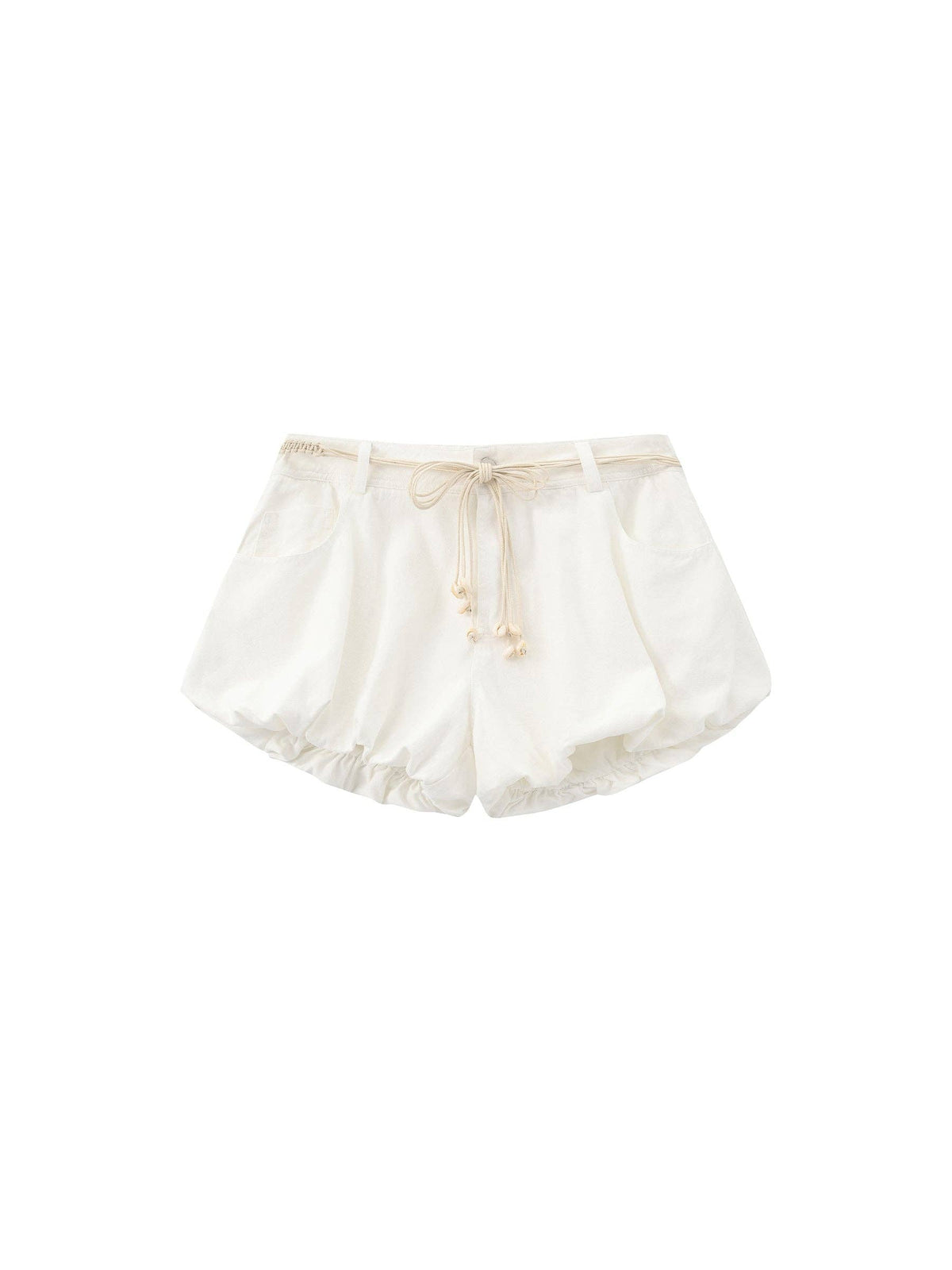 CUBIC Pantaloncini a palloncino in cotone con volant: Bianco