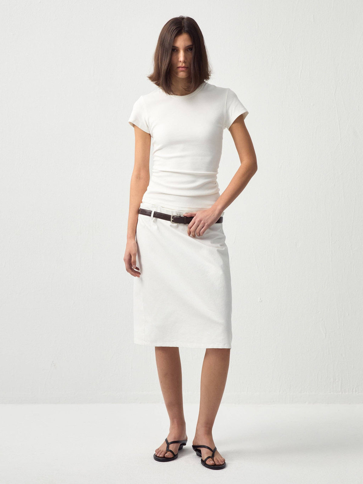 Gonna midi dritta a doppia vita by CUBIC: White