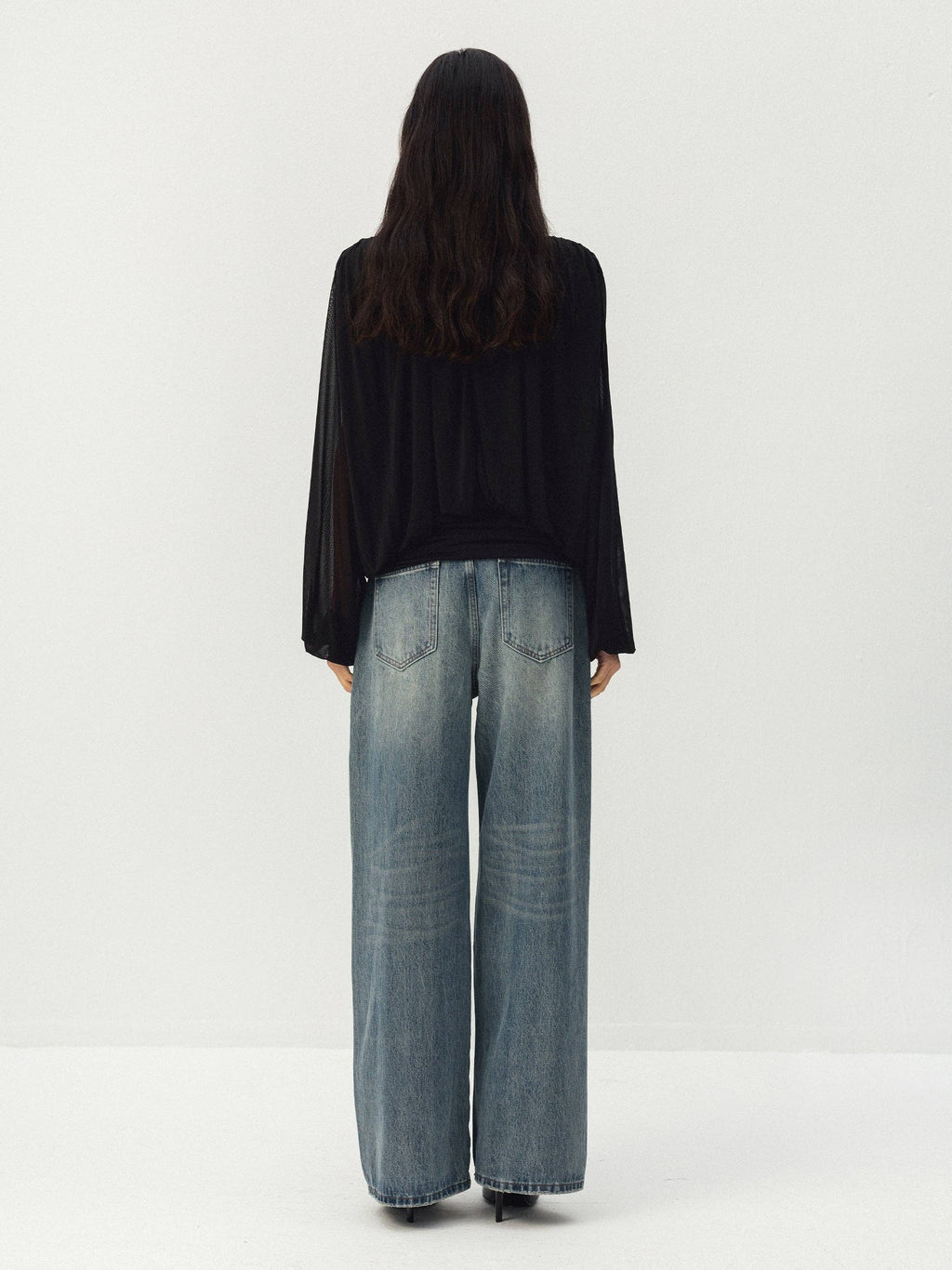CUBIC Jeans a gamba larga testurizzati: Blue