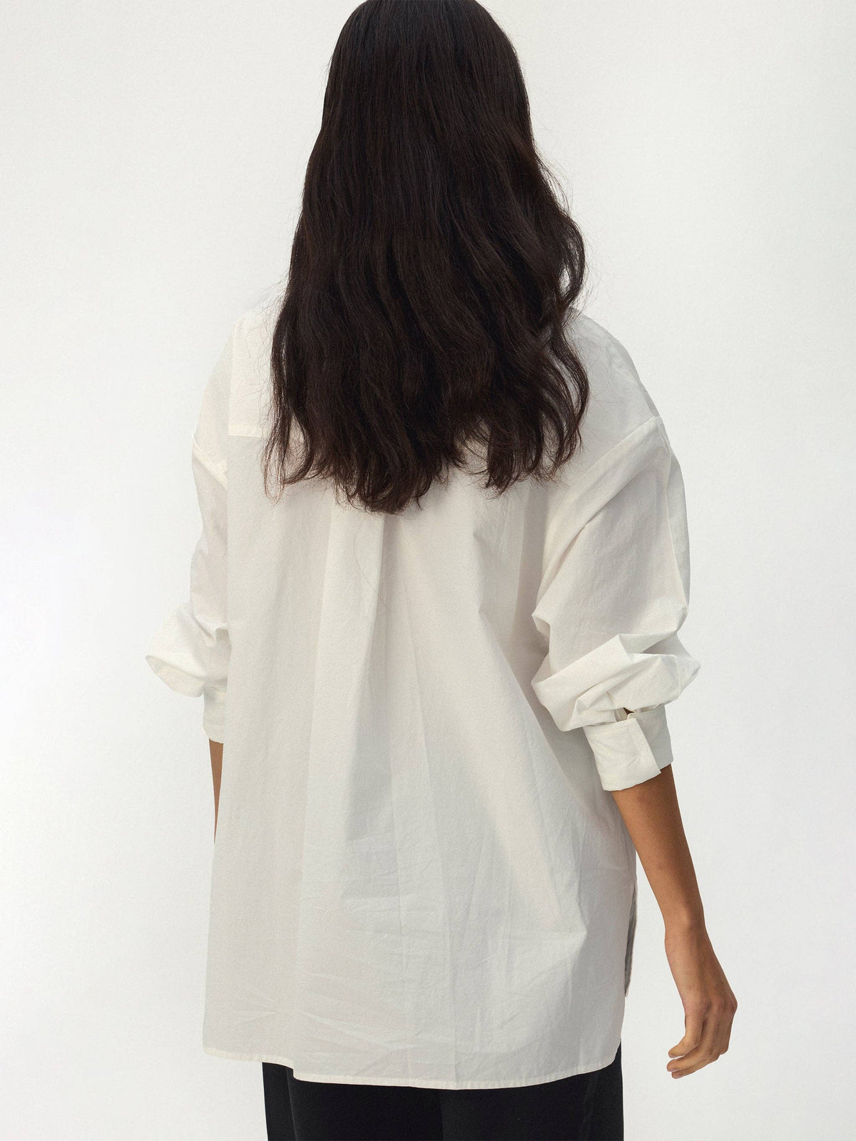 CUBIC Camicia in 100% cotone con collo alla coreana: Bianco
