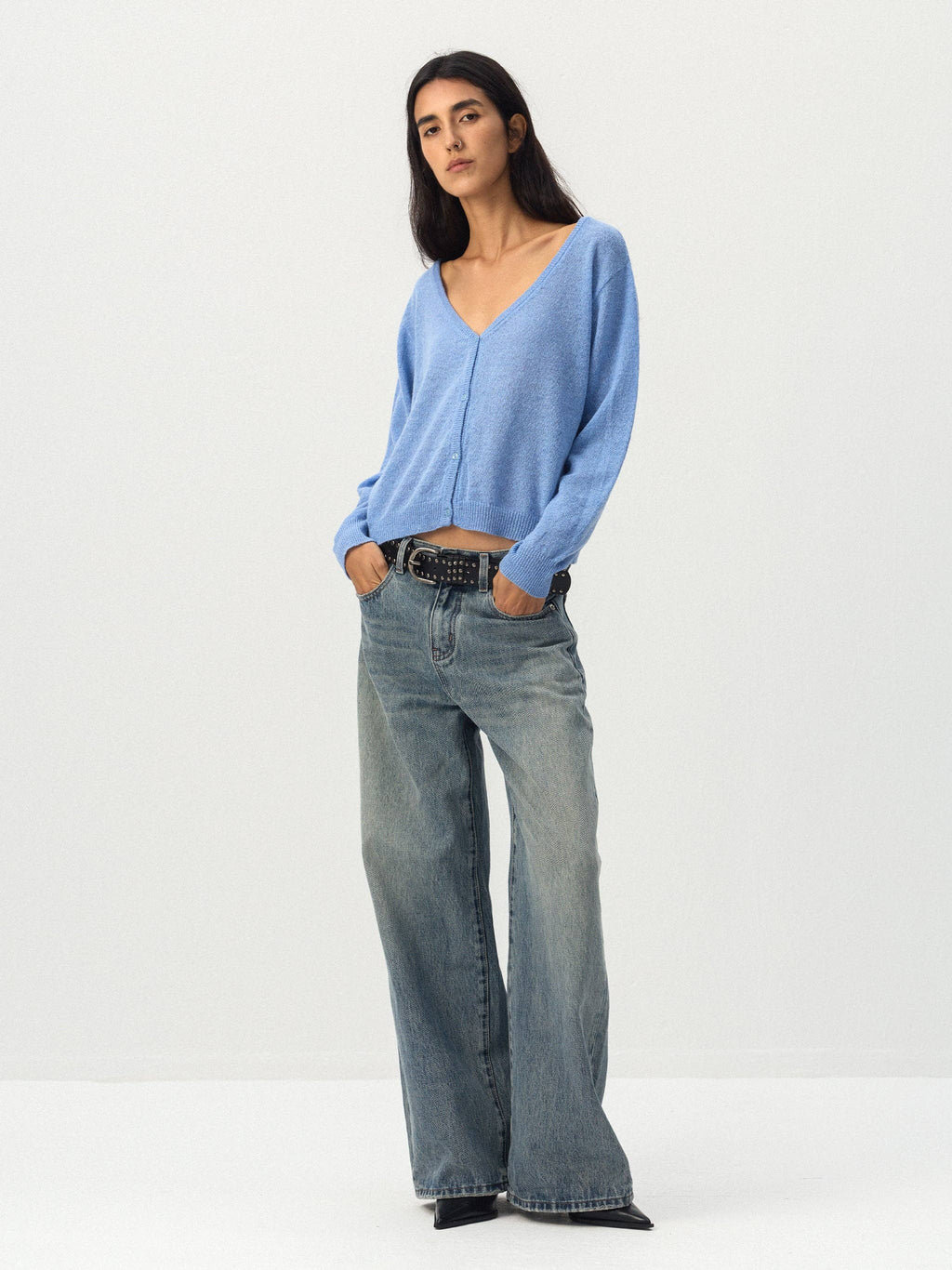 CUBIC Jeans a gamba larga testurizzati: Blue