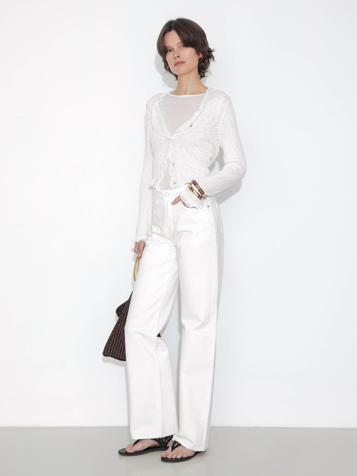 Jeans vintage a gamba dritta: Bianco