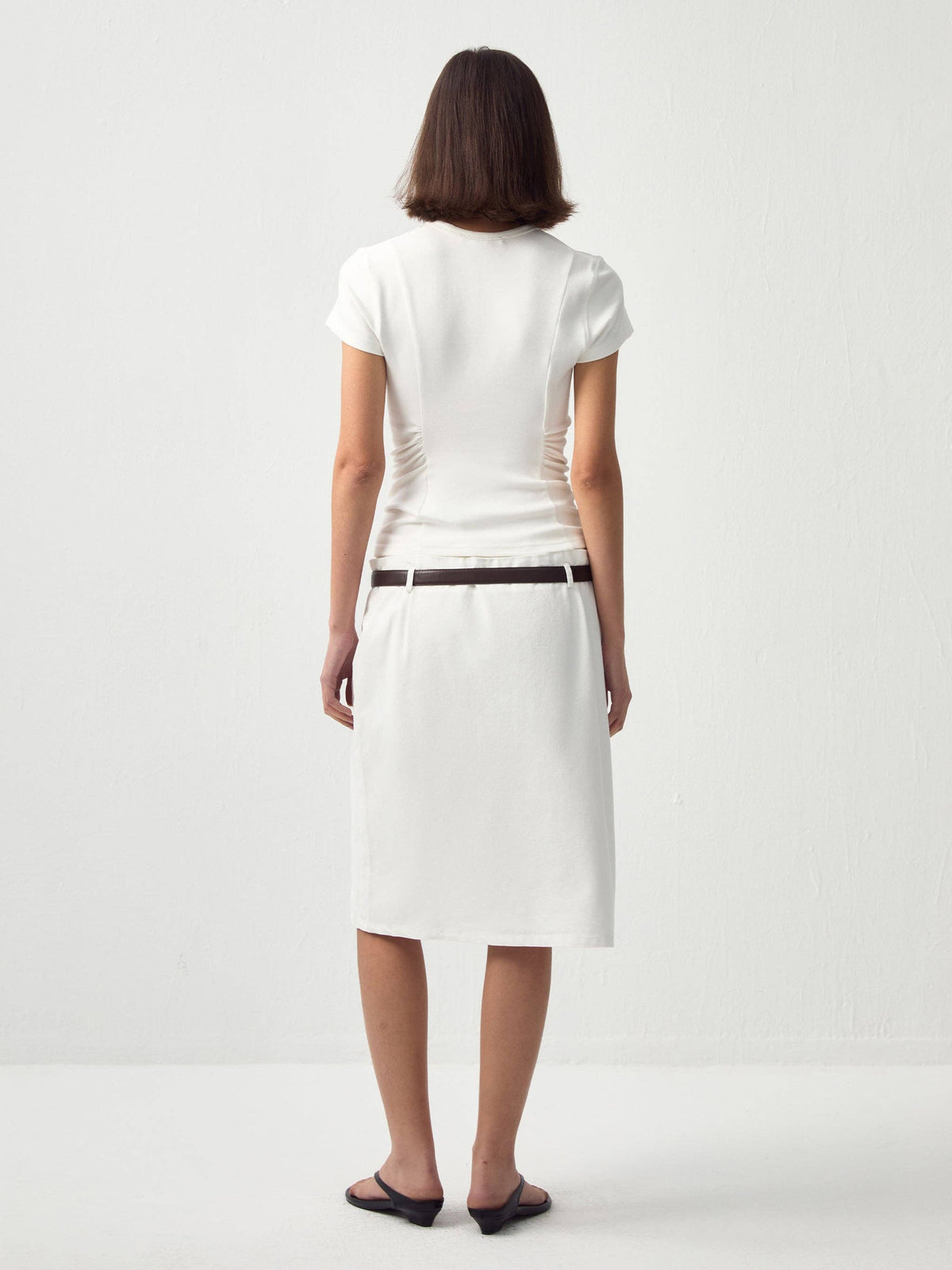 Gonna midi dritta a doppia vita by CUBIC: White