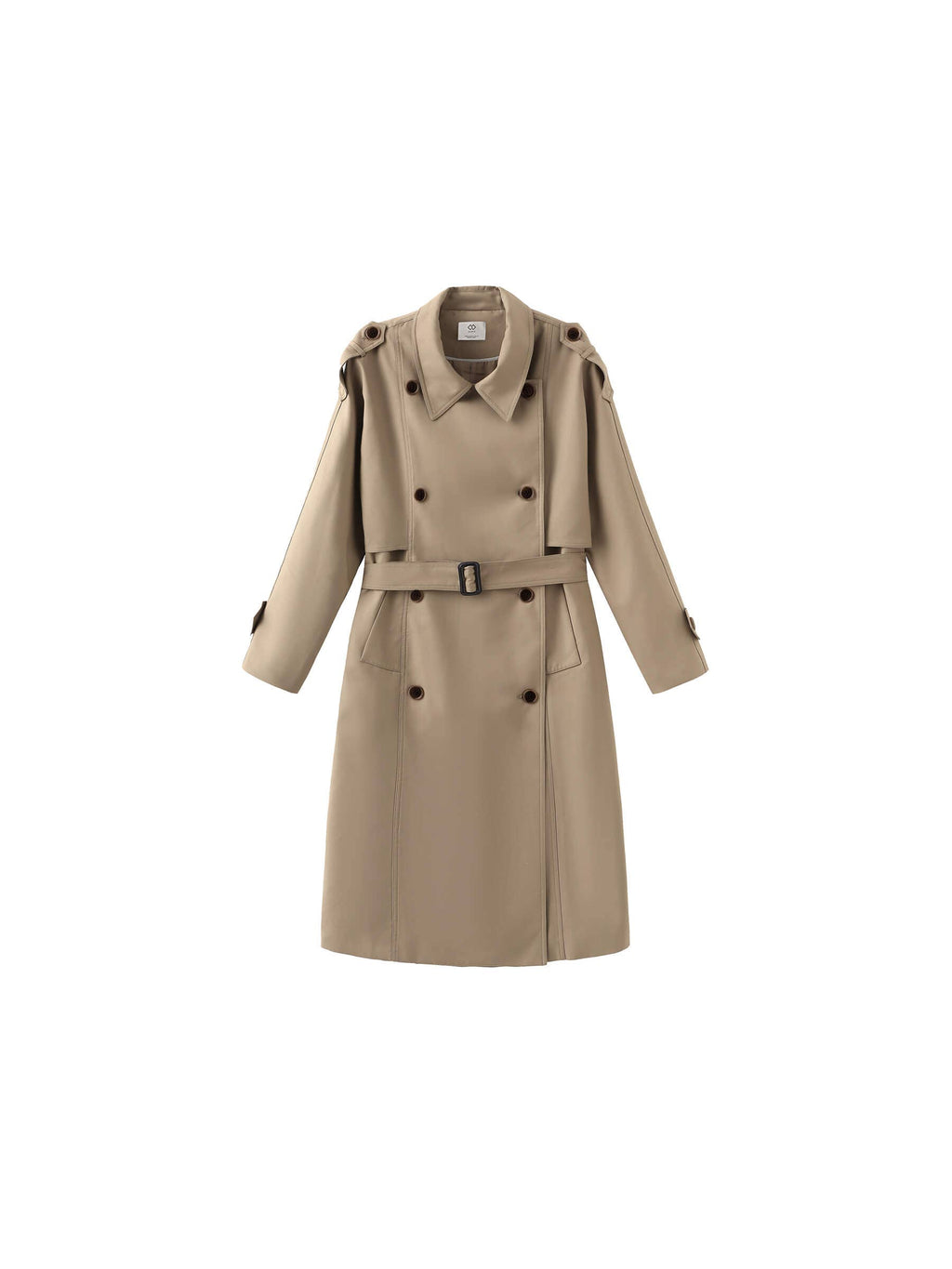 Trench coat doppiopetto con cintura: Khaki / ONU