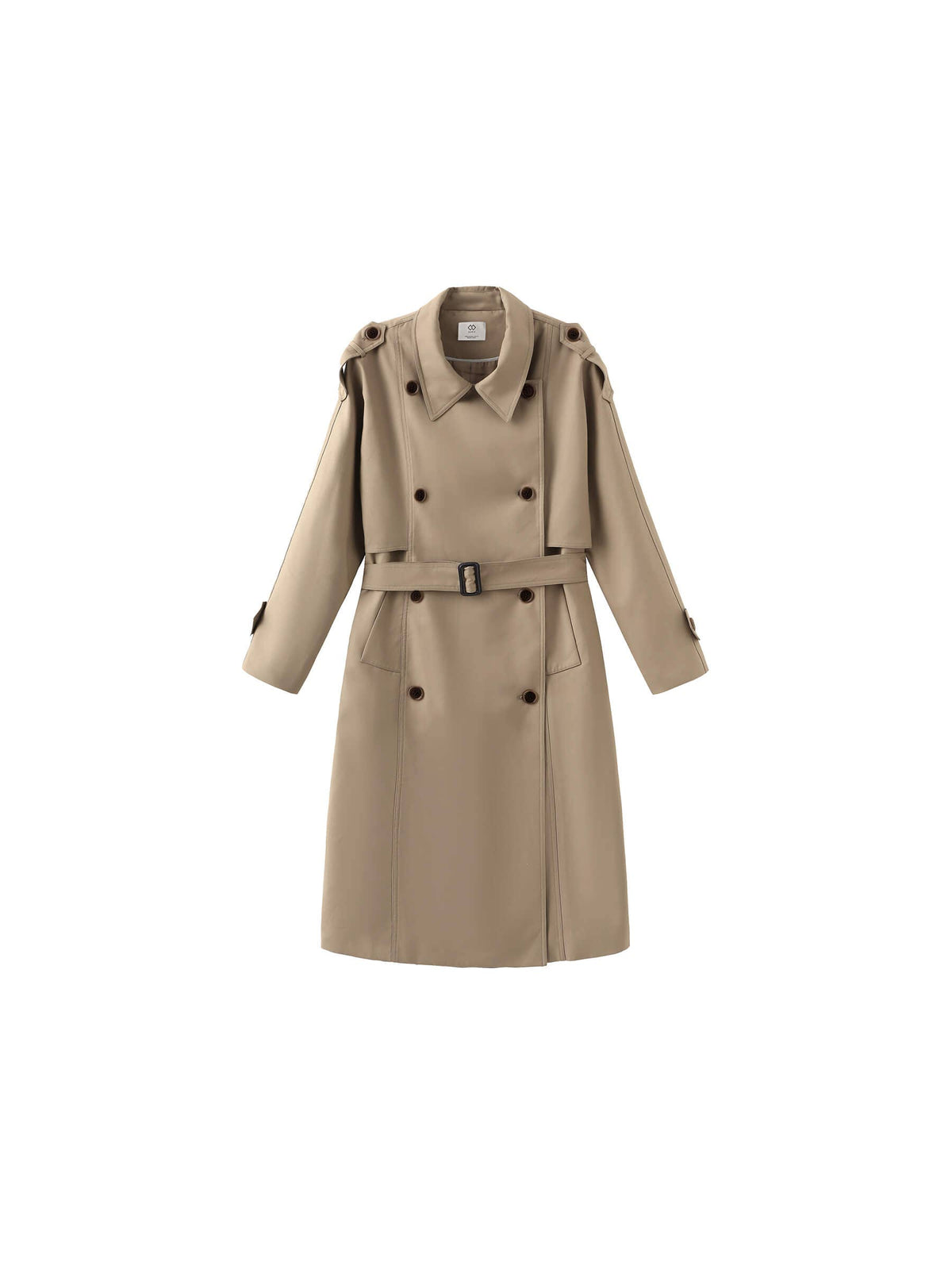 Trench coat doppiopetto con cintura: Khaki / ONU