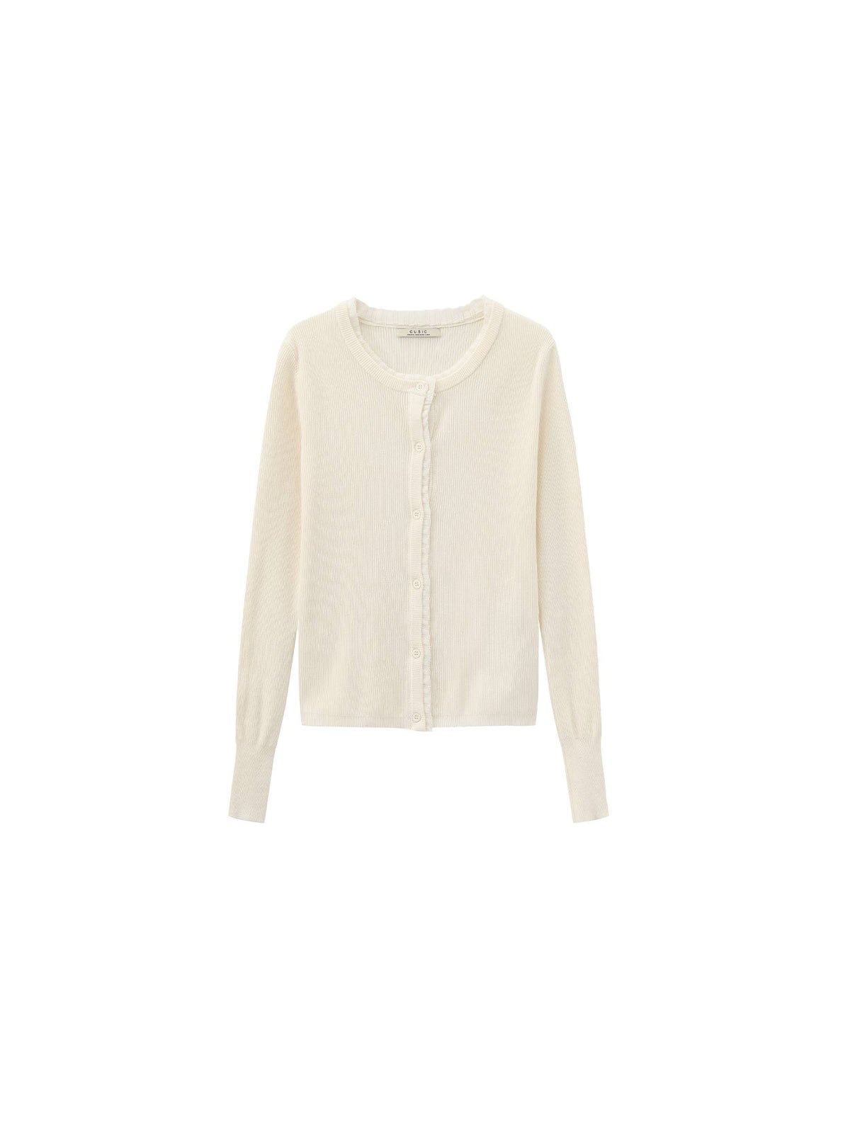 Cardigan in maglia di lino con pizzo CUBIC: Bianco