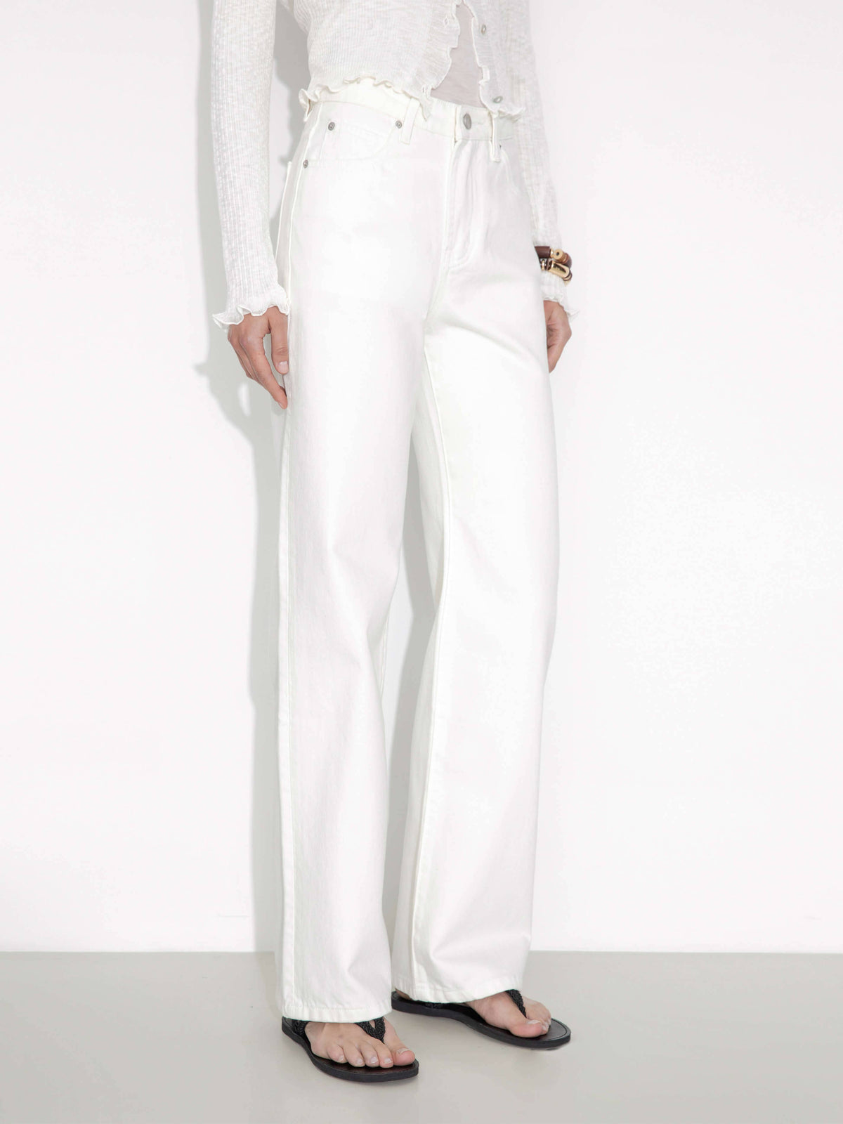 Jeans vintage a gamba dritta: Bianco