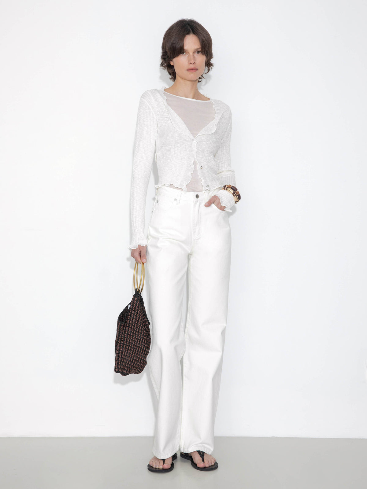 Jeans vintage a gamba dritta: Bianco